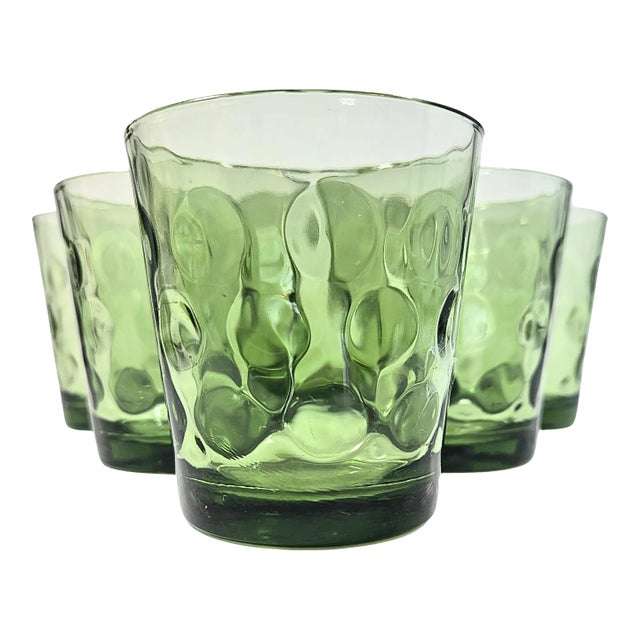 Whimsical Avocado Dot Lowballs- Set of 6 For Sale