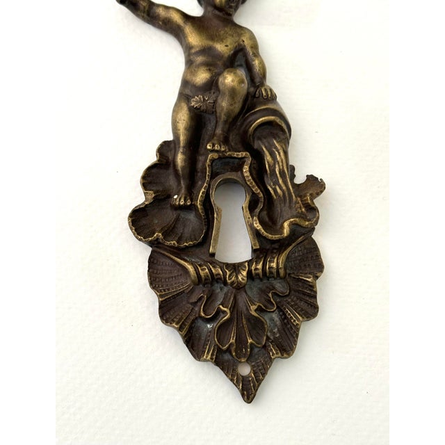Vintage Bronze Key Hole Escutcheon Putto Pouring Water For Sale - Image 9 of 10