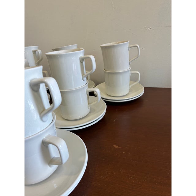 Mid-Century Modern Vintage Johnson Brothers Tivoli White Cups & Saucers — Set of 28 For Sale - Image 3 of 11