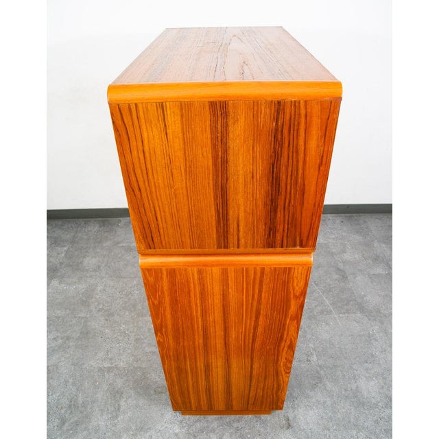 1960s Mid Century Danish Modern Bookshelf Cabinet Teak Shelves Doors MCM Shelf 2 Pc For Sale - Image 5 of 12