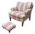 Traditional Striped Armchair + Ottoman For Sale