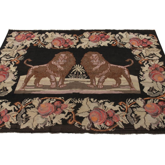 Handwoven in wool and originating from Moldova circa 1950-1960, this 5x7 vintage Bessarabian Kilim and flatweave rug is a...