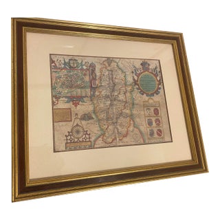 Late 20th Century Exquisite Ethan Allen “British Country Map” Framed & Matted Print "Mint" Condition For Sale