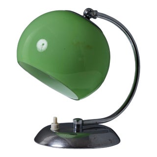 1950s Mauri Almari Chrome and Opaline Green Glass Table Lamp for Idman Oy For Sale
