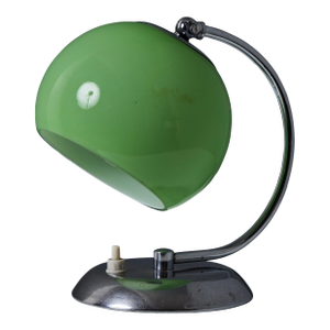 1950s Mauri Almari Chrome and Opaline Green Glass Table Lamp for Idman Oy