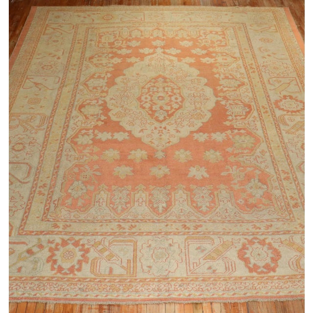 Orange Ivory Antique Turkish Oushak - 11' x 14'4" For Sale - Image 4 of 9