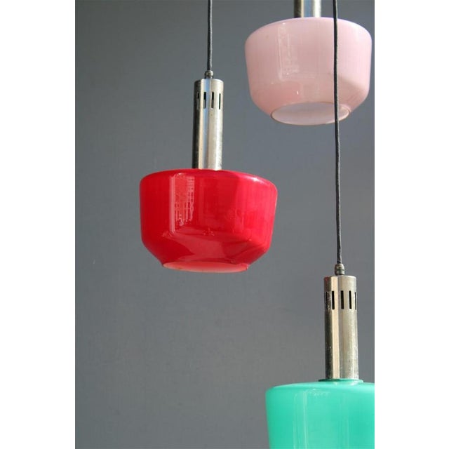 Red Italian Multicolor Suspension Light from Vistosi, 1950s For Sale - Image 8 of 17
