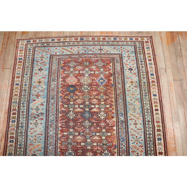 19th Century Antique Zabihi Collection Caucasian Chi Chi Kuba Rug - 4'3" x 5'5" For Sale In New York - Image 6 of 9
