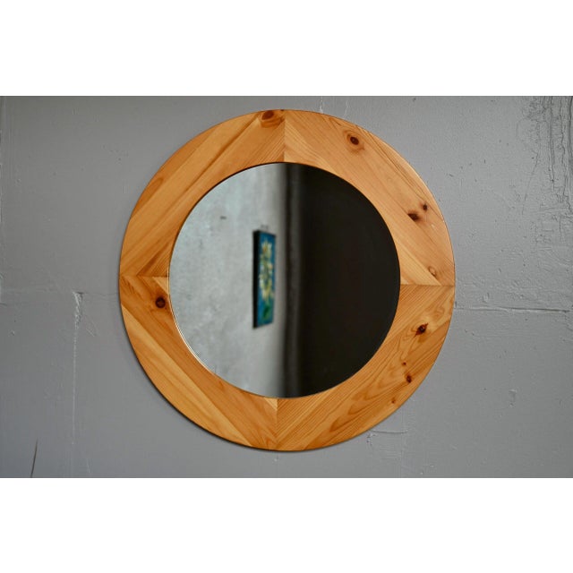 Vintage Scandinavian Pinewood Mirror For Sale - Image 5 of 5