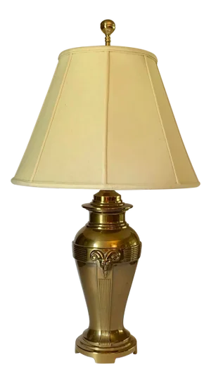 Mid 20th Century Vintage Brass Lamp With Ram Heads