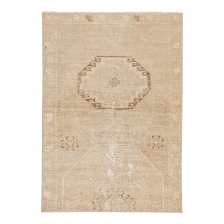 Small Vintage Washed Out Wool Rug - 3`6" X 4`11" For Sale