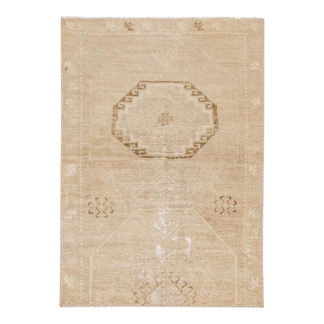 Small Vintage Washed Out Wool Rug - 3`6" X 4`11" For Sale