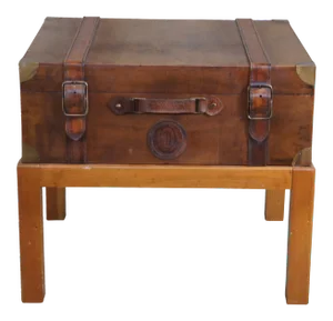 1994 Leather Steamer Trunk Side Table