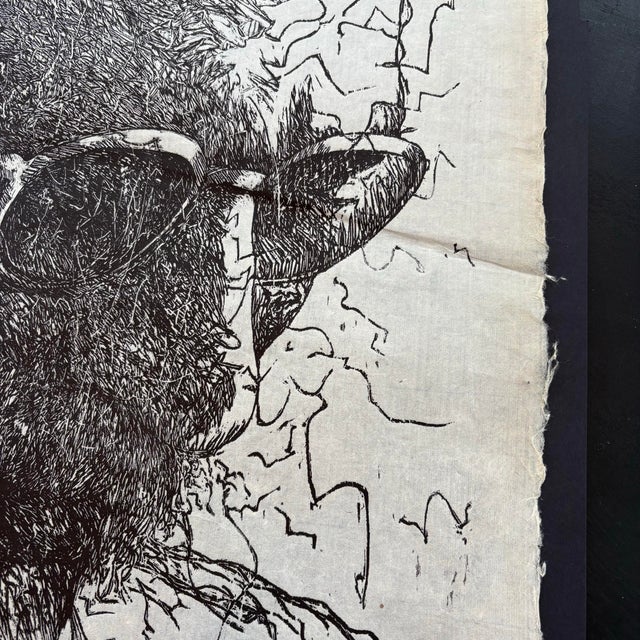 Large Roy Ward Ragle Woodcut Self Portrait 1973 For Sale - Image 9 of 11