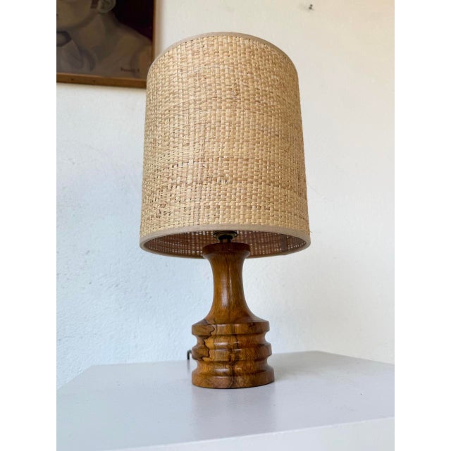 Turned Olive Wood Table Lamp, 1950s For Sale - Image 6 of 17