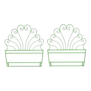 Vintage Iron Bright Green Scroll Palm Beach Regency Twin Size Headboards- A Pair