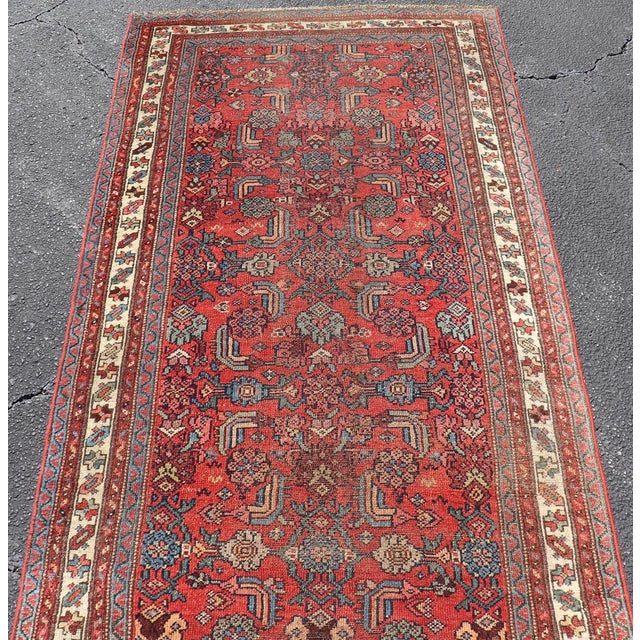 Antique Persian Bidjar Runner With Red Field and Tribal Geometric Design For Sale - Image 9 of 12