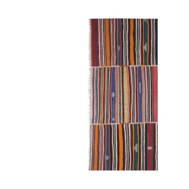 1970s Vintage Handwoven Oversize Striped Turkish Kilim Rug For Sale - Image 5 of 13
