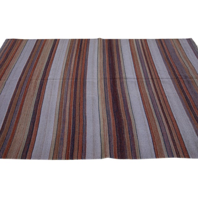 2020s 2020s Modern Kilim Handmade Multicolor Geometric Wool Rug For Sale - Image 5 of 7