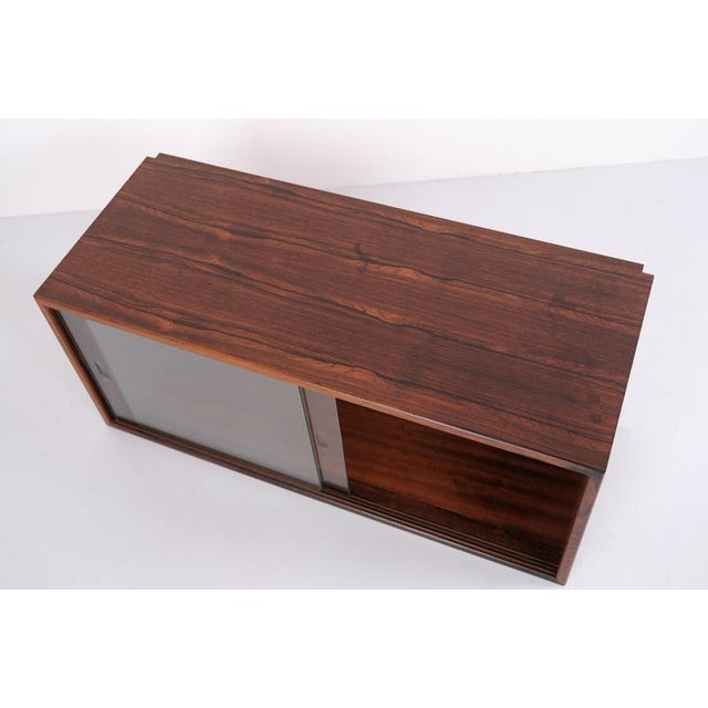 Brown Wall-Mounted Rosewood Cabinet with Glass Doors, 1960s For Sale - Image 8 of 9