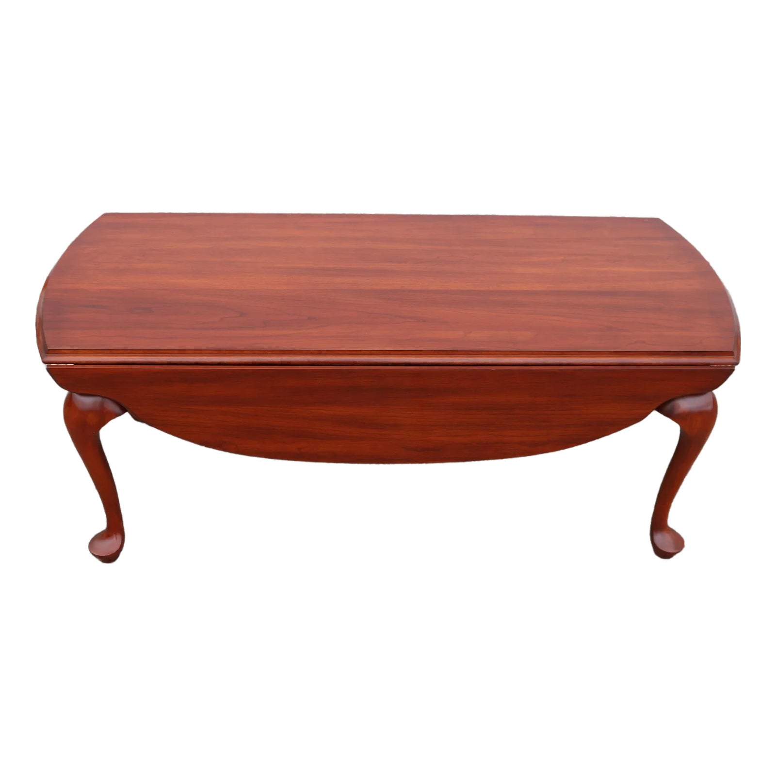 1990s Henkel Harris Solid Black Cherry Coffee Table Drop Leaf