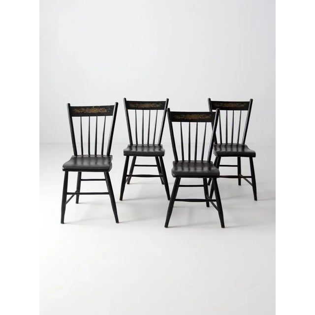 Black Antique Plank Seat Chairs - Set of 4 For Sale - Image 8 of 10