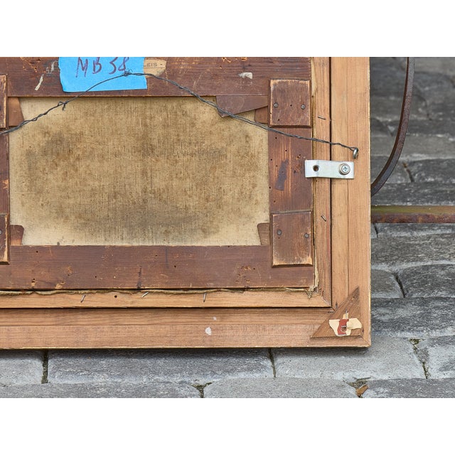 Continental Oil Painting of Two Dogs in Courtyard, circa 1900 - Gilt Frame For Sale - Image 4 of 12