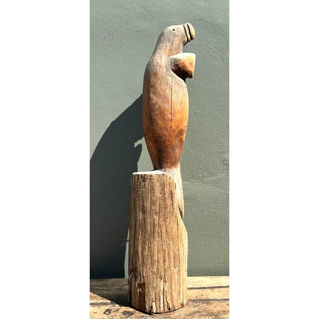 Wood Vintage Hand Carved Walrus Statue For Sale - Image 7 of 12