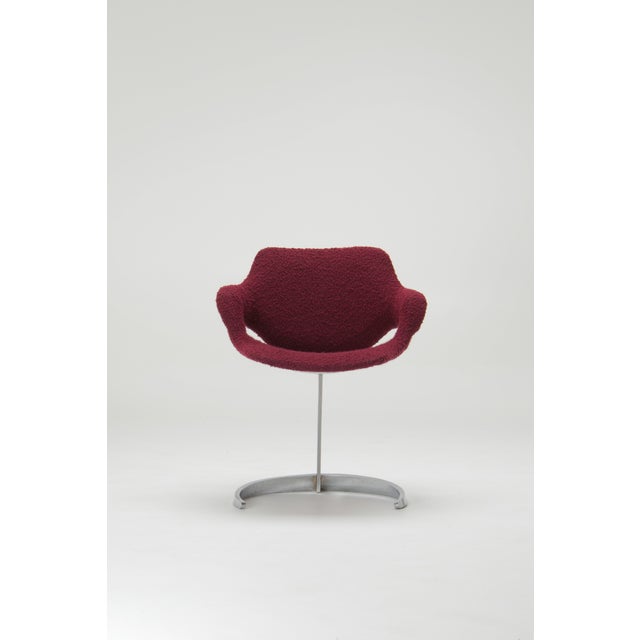 1970s Sculptural Scimitar Dining Table and Chairs in Burgundy Bouclé by Boris Tabacoff for Mobilier Modulaire Moderne, 1970s, Set of 6 For Sale - Image 5 of 18
