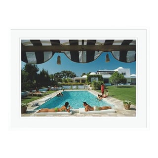 Slim Aarons 'Poolside in Sotogrande' Framed in White Archival Pigment Print For Sale