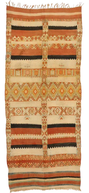 Vintage Berber Moroccan Kilim Rug With High-Low Pile - 05’05 X 12’10