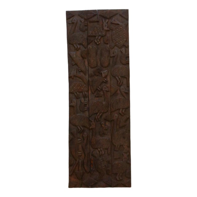 66" Tall Dark Espresso Carved Nupe Door For Sale