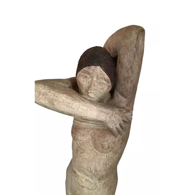 1970s Pierre Merlier Standing Nude, Wood Carved Large Scupture For Sale In New York - Image 6 of 7