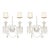 Pair of Neoclassical Two-Arm Crystal Sconces W/ White Shades Manner of Baccarat For Sale