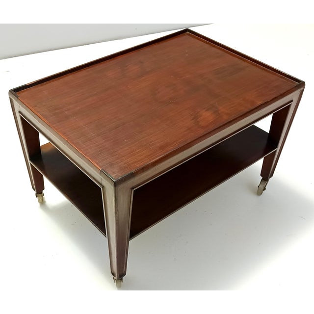 Vintage Italian Walnut Coffee Table with Casters by Paolo Buffa, 1940s For Sale - Image 6 of 11