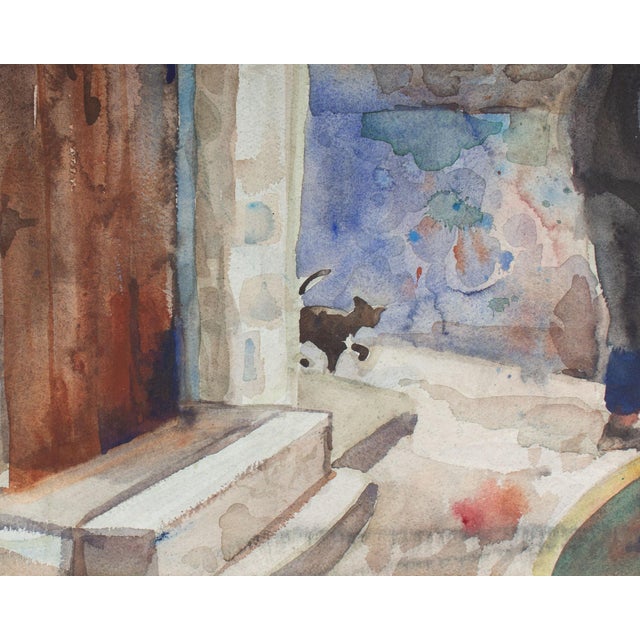 Virginia Brooks Signed Watercolor Painting of a Mediterranean Town For Sale In Indianapolis - Image 6 of 7