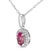 Contemporary 10K White Gold 5x3mm Pink Tourmaline and Diamond Accent Halo Oval Shape 18" Pendant Necklace (I-J Color, I1-I2 Clarity) For Sale - Image 3 of 5