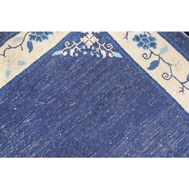 Antique Chinese Peking Carpet in Dark Blue Background 4' X 6'8 For Sale - Image 14 of 14