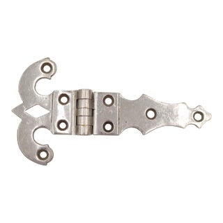 Vintage 7.5 In. Nickeled Brass Ice Box Hinge For Sale