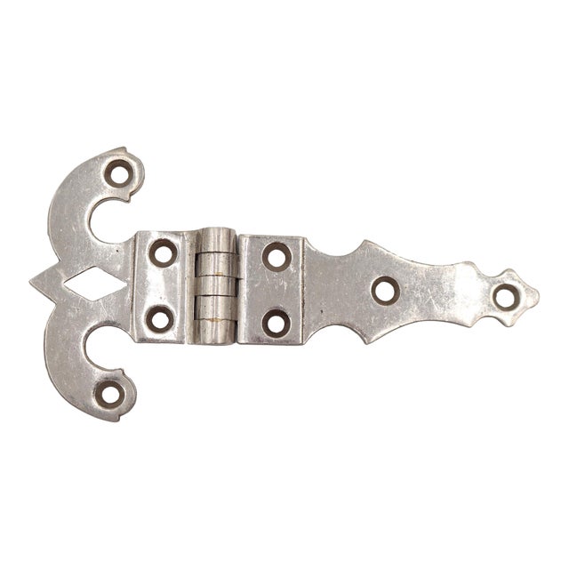 Vintage 7.5 In. Nickeled Brass Ice Box Hinge For Sale