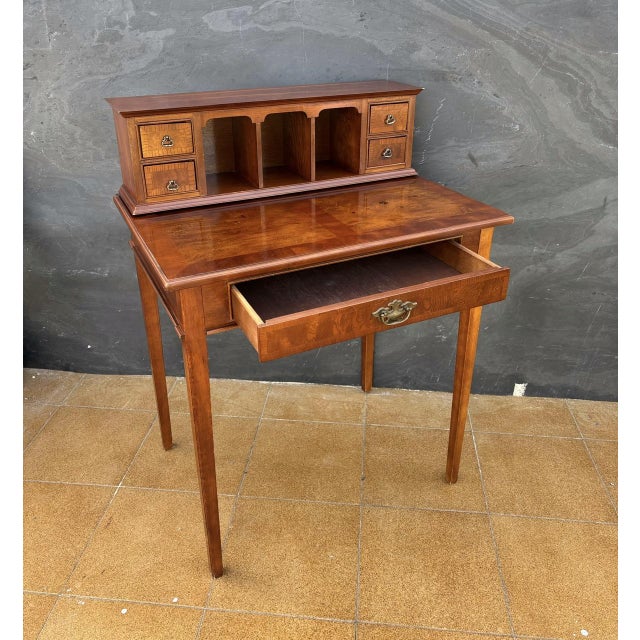 French Louis XVI Style Writing Desk with Gallery, 1930s For Sale - Image 6 of 11