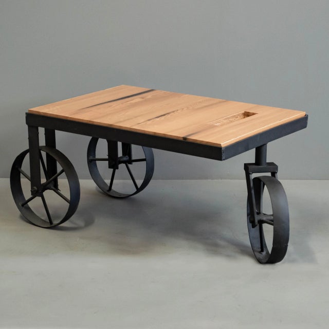 Jim Guerin Custom Factory Cart Style Coffee Table For Sale - Image 4 of 8