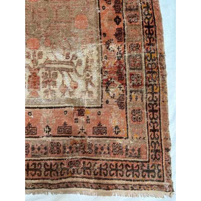 19th Century Tribal Khotan Samarkand Pink Rug For Sale - Image 4 of 4