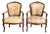 1960s Pair of French Louis-Style Armchairs With Hand-Carved Wood Frames For Sale