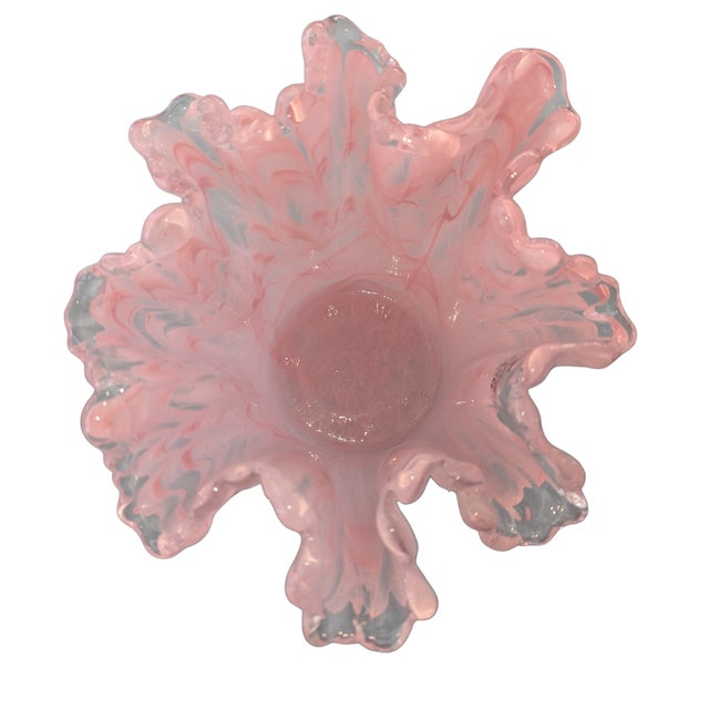 Pink Murano Pink Swirl Handkerchief Vase – Italian Art Glass Fazzoletto, 8.7” Sculptural Decor For Sale - Image 8 of 10
