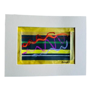 Abstract Collage/Drawing by Erik Sulander on “600” Paper, in French Oil Pastels.