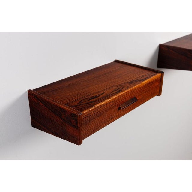 Scandinavian Floating Nightstands in Rosewood, Denmark, 1960, Set of 2 For Sale - Image 6 of 13