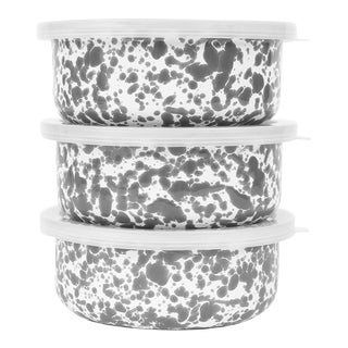 Crow Canyon Home Splatterware, Storage Bowl Set in Grey & White - 3 Pieces For Sale
