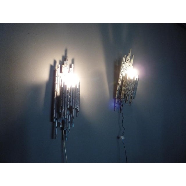 Mid-Century Brutalist Copper Wall Lamps, 1970s, Set of 2 For Sale - Image 4 of 15