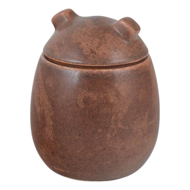 Mid-Century Matte Brown Glazed Stoneware Lidded Jar by Jar Erik Rahr for Saxbo For Sale